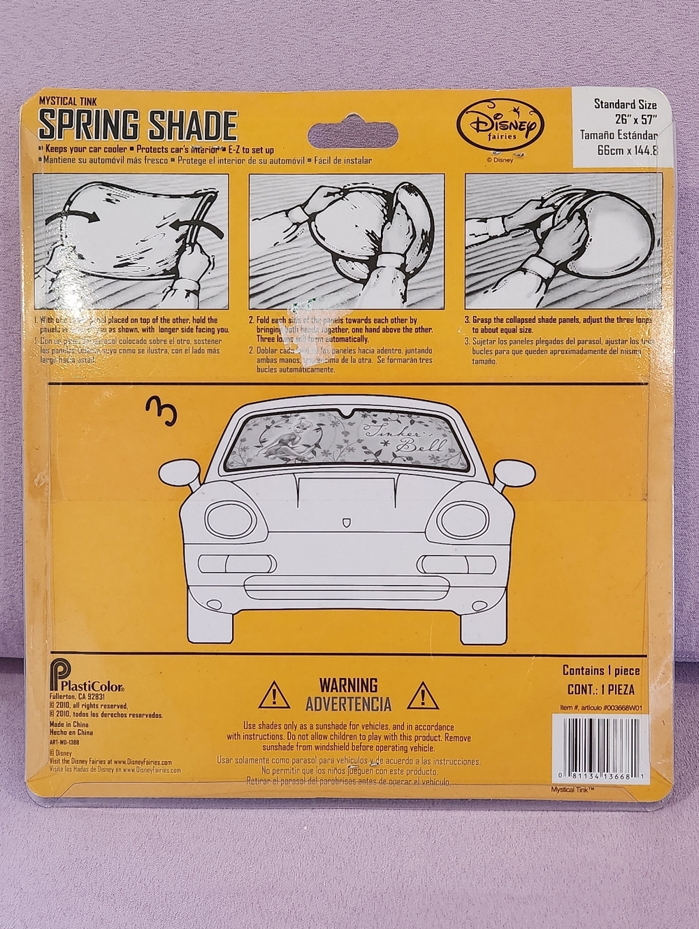 2010 NWT Disney Fairies Mystical Tinkerbelle Standard Windshield Shade Cover - Picture 2 of 6